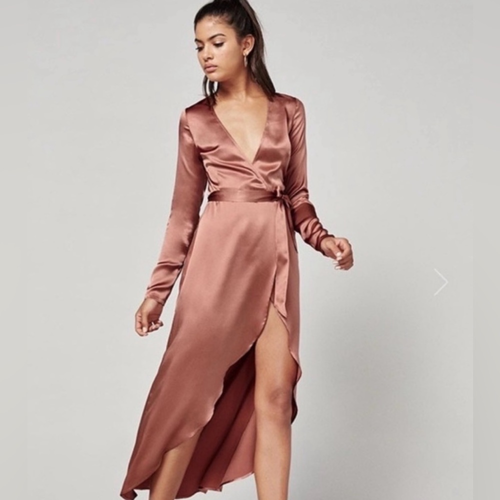 Reformation Rose Gold Wrap Dress